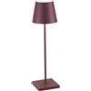 Zafferano, Poldina Pro, Lampada da Tavolo Ricaricabile e Senza Fili con Controllo Touch, Utilizzabile anche come Lampada da Esterni, Dimmer, 2200-3000 K, Altezza 38 cm, Colore Bordeaux