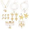 Mikovivi 32 Pz Set di Gioielli Spiaggia per Donne, Collana Impilabile Stella Marina e Conchiglia Orecchini Conchiglia e Perla Anell Bracciale Accessori Vacanza Set Gioielli Estivi per Viaggi al Mare