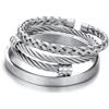 JeweBella 3 Pezzi Bracciali Rigidi Uomo Argento/Oro/Nero Acciaio Inossidabile Lusso Numeri Romani Bracciali Aperti Polsino Regolabili Set