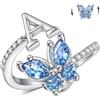 AEONSLOVE Anello Lettera con Farfalla Anello Rotante con Iniziale Anelli Antistress Aperti Donna Anello Ansia Regolabile Anxiety Ring