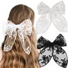 VASANA 2 fermagli per capelli in pizzo bianco e nero con fiocco grande fiocco fermagli per capelli con ricamo a fiori fermagli per capelli in stile francese accessori per capelli per donne matrimonio ballo