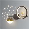 SEMANHUA Applique da parete a LED dimmerabili Astronauta - Lampada di proiezione e Stelle for cameretta dei bambini Elegante applique comodino for ragazzi ragazze Design metà secolo in oro, bianco nero(Black)