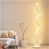 Pfeilzieher Lampada da terra moderna a spirale a LED da 40 W dimmerabile con telecomando, lampada da terra alta con temperatura di colore e luminosità regolabili, lampada da lettura angolare argentata per soggi