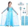 URAQT Vestito Principessa Bambina, 5 Pezzi Set da Principessa con Accessori, Carnevale Abito delle Ragazze di Natale Vestito Fantasia, Fiocco di Neve per Natale, Halloween(110cm)