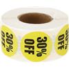 PATIKIL 500 Pcs Adesivi Sconto 30% Prezzo Per Vendita Al Dettaglio, Etichette Percentuale Sconto Adesive rotondo Per Mercati Fiere Negozi Supermercati, Giallo
