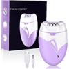 URAQT Epilatore Elettrico Donna, Depilatore Viso Donna con Luce LED, Mini USB Epilatori Corpo Cordless Impermeabile per Depilazione Viso, Corpo, Sopracciglia, Ascelle, Gambe, Zona Bikini (Viola)