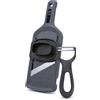 Fackelmann Set mandolina da cucina regolabile, pelaverdure professionale in acciaio inox, affettaverdure multifunzione con 4 spessori, sbucciatore ergonomico per patate, carote, zucchine