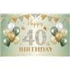 Marjoramy Decorazioni Compleanno 40 Anni Salvia Verde Oro,Decorazioni Striscioni Di Compleanno 180 * 110cm+ 2 Triangolari Ghirlanda Verde Oro,40 Anni Festa Di Compleanno per Interni E Esterni