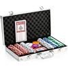 Grimaud Valigetta Da Poker Con 300 Gettoni + 2 Set Di 54 Carte + 5 Dadi - Regol