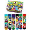 United Oddsocks Sockedelic - Confezione regalo da 6 calzini da uomo con motivi psichedelici, 39-46, colori misti e abbinabili, regalo divertente e stravagante per uomini che amano lo stile