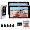 ANJIELO SMART Tuya - Videocitofono con schermo touch screen da 10 pollici, video 1080p, sistema di videocitofono intelligente cablato, supporto per appartamenti, ville e case (campanello + 2 monitor)