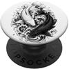 Traditional Japanese Art Style by Oyuke Carpa giapponese Koi in stile Irezumi in bianco e nero PopSockets PopGrip Adesivo