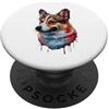 Corgi Puppy Lover PS Corgi Colorful Splatter Art Acquerello dipinto PopSockets PopGrip Adesivo