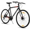 HH HILAND Hiland 700C - Bicicletta da corsa da uomo e donna, telaio in alluminio, 7 marce, con freni a doppio disco, altezza telaio 570 mm, per pendolari, colore: rosso