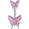 FREELANCE JW Piercing Ombelico Butterfly in Rosa Scintillante - ARGENTO/ACCIAIO