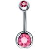 FREELANCE JW Piercing Ombelico con doppio zircone rosa chiaro - ARGENTO/ACCIAIO