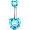 FREELANCE JW Piercing Ombelico Doubble Heart Blu Acqua - ARGENTO/ACCIAIO