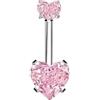 FREELANCE JW Piercing Ombelico Doubble Heart Rosa - ARGENTO/ACCIAIO