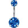 FREELANCE JW PIERCING OMBELICO IN ACCIAIO CON DOPPIO ZIRCONE INCASTONATO BLU REALE - ARGENTO/ACCIAIO