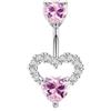FREELANCE JW PIERCING OMBELICO IN ACCIAIO CON DOPPIO ZIRCONE INCASTONATO CUORE - ARGENTO/ACCIAIO