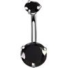 FREELANCE JW PIERCING OMBELICO IN ACCIAIO CON DOPPIO ZIRCONE INCASTONATO NERO - ARGENTO/ACCIAIO