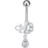 FREELANCE JW Piercing per Ombelico "Gatto sotto la Luna" - ARGENTO/ACCIAIO