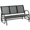 Easycomfort Panchina a Dondolo da Giardino a 3 Posti in Metallo e Tessuto a Rete Traspirante, 147x75x85cm, Nero