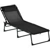 Easycomfort Lettino Prendisole in Acciaio e Tessuto Traspirante con Schienale Reclinabile, 197x58x30 cm, Nero
