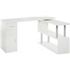 EasyComfort Scrivania Angolare Moderna in Legno con Cassetto, Armadietto e Mensole, Arredamento per Ufficio e Casa, Bianco