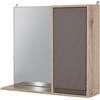 EasyComfort Mobiletto Bagno Salvaspazio da Bagno Sospeso con Specchio e Armadietto, incluso Ripiano Regolabile, Grigio e Rovere