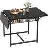 YITAHOME Tavolo da pranzo pieghevole, tavolo a goccia estensibile con porta-foglie e 4 gambe regolabili, posti a sedere 2-6 persone, 120 x 78 x 75 cm, nero