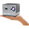 Zelurxx Proiettore portatile ZELURXX, 2.4G / 5G, 1280 x 720P, diverse porte di connessione, BT5.0, per ufficio, esterni, feste di famiglia, 14,4 x 14,4 x 12,4 cm, grigio