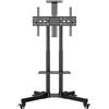 UNYKAch Supporto TV mobile con 2 ripiani e altezza regolabile per schermi piatti e curvi da 32-75 pollici (fino a 45 kg), VESA max 600 x 400 mm