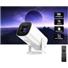Zelurxx Proiettore ZELURXX 4K con telecomando, 1080P WiFi6 BT5.4, Android 11.0, display da 100 pollici, bianco
