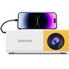 ZELURXX Mini proiettore portatile 1080P, wireless, USB, proiettore LED, trasmissione su schermo, compatto, giallo-bianco