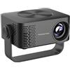 AIORBER Mini proiettore 1080P Full HD con WiFi e altoparlante, proiettore LED portatile, mirroring dello schermo, HDMI USB, home cinema, nero