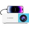 ZELURXX Mini proiettore portatile 1080P, wireless, USB, proiettore LED, trasmissione su schermo, compatto, bianco-blu
