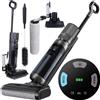 Ruhhy Aspirapolvere senza fili Ruhhy per liquidi e solidi con autopulizia - 2 in 1 aspira e pulisce - 200 W BLDC, fino a 16 kPa, HEPA H9 - Display LED, ECO/MAX - per pavimenti duri LIXO