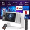 REAGLE Proiettore intelligente LED, Android 14, 900 ANSI lumen, risoluzione 8K/4K, HDR10, schermo da 140 pollici, autofocus, Wi-Fi 6, Bluetooth 5.4, altoparlanti da 12W, compatibile con Miracast e Airplay, ideale per home cinema