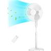 OEM Ventilatore da parete da 40 W con telecomando - 3 velocità - Oscillazione di 85° - Regolazione in altezza 110-130 cm - Bianco