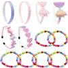 COACOM 6 Pezzi Di Fasce Per Capelli Colorate E 6 Braccialetti, Accessori Per Capelli Glitterati In Stile Femminile, Capelli Morbidi E Non Feriti, Le Ragazze Indossano Accessori Coordinati Ogni Giorno.