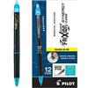 PILOT, FriXion Synergy Clicker - Penne a inchiostro gel cancellabili, ricaricabili e retrattili, punta extra fine da 0,5 mm, confezione da 12, inchiostro turchese
