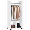 HOMCOM Appendiabiti da Ingresso con Barra in Alluminio e 2 Ripiani Scoperti, Appendiabiti in Legno Truciolato, 60x40x128 cm, Bianco