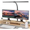 EUARY Lampada da tavolo a doppia testa, 1300 lm, con telecomando, dimmerabile, 24 W, 80 cm, con morsetto, per ufficio, scrivania