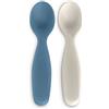 Suavinex Confezione da 2 Cucchiai per Bambini; Adatto per Gengive Sensibili; ottimi per Pappe e Vasetti; Lavabile in Lavastoviglie; Per Bambini +4 mesi, Blu + Grigio