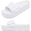 Haifago Women White Platform Slides, Single Straps Sandals with Arch Support, Comfort Lightweight Ultra Cushion EVA Sippers