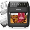 GOURMETmaxx Friggitrice ad aria calda 12 L Airfryer | Friggitrice con 9 funzioni, display touch, spiedini rotanti e shashlik | 10 Programmi, inclusa la pizza | Mini forno - praticamente senza olio