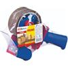 Tesa Confezione Strong e dispenser manuale in set con 1 rotolo di nastro adesivo silenzioso per pacchetti, marrone, 66 m x 50 mm