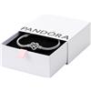 PANDORA Bracciale Moments in maglia snake in argento Sterling con chiusura a forma di cuore con simbolo dell'infinito con zirconi cubici trasparenti, 17