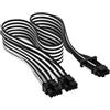 Corsair Cavo Premium a 12+4 pin PCIe Gen 5 12VHPWR 600W con manicotto individuale, tipo 4, NERO/BIANCO (CP-8920333)
